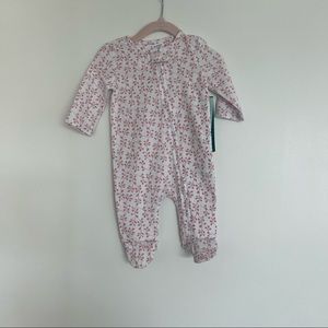 aden + anais baby Long sleeve zipper one piece footie pink 0-3 months